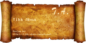 Tikk Absa névjegykártya